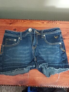 Justice Dark Wash Distressed Denim Shorts Size 14R